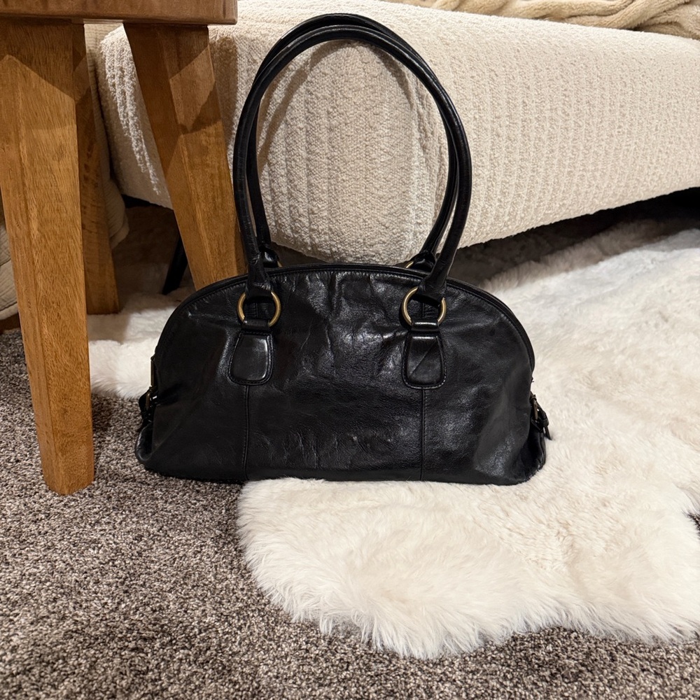 Classic HOBO Black Leather Handbag